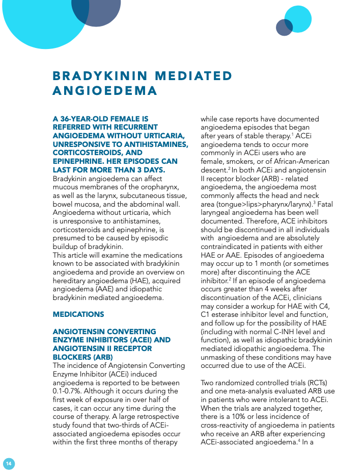 Bradykinin Mediated Angioedema