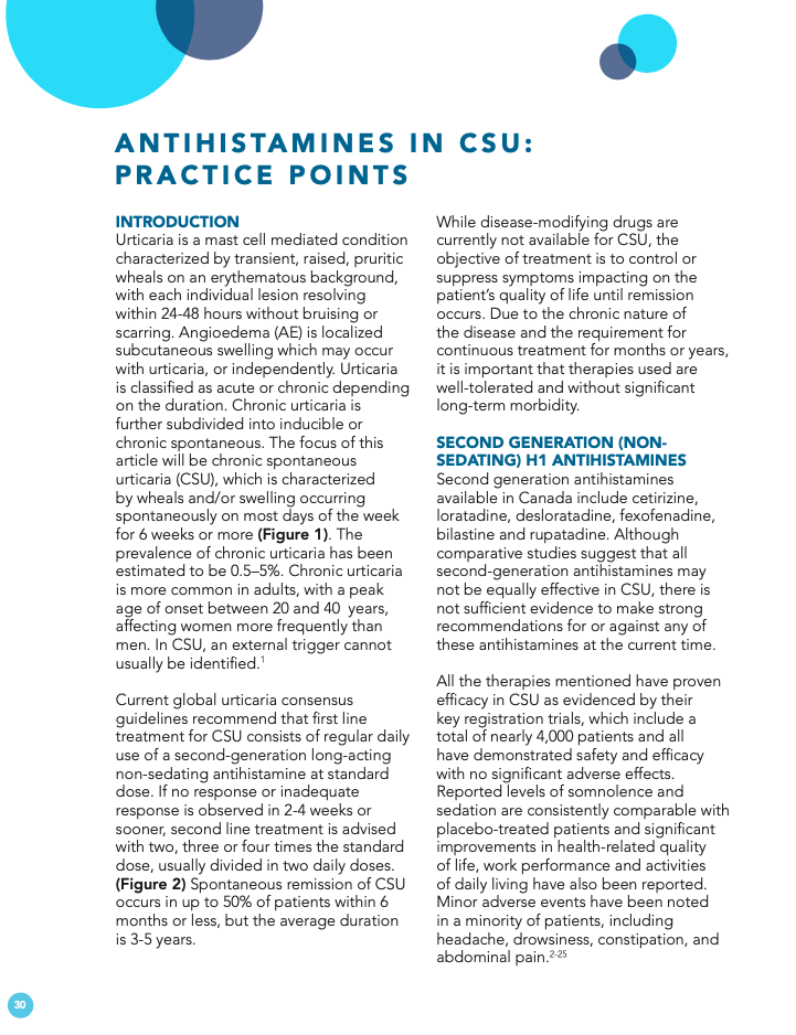 Antihistamines in CSU: Practice Points