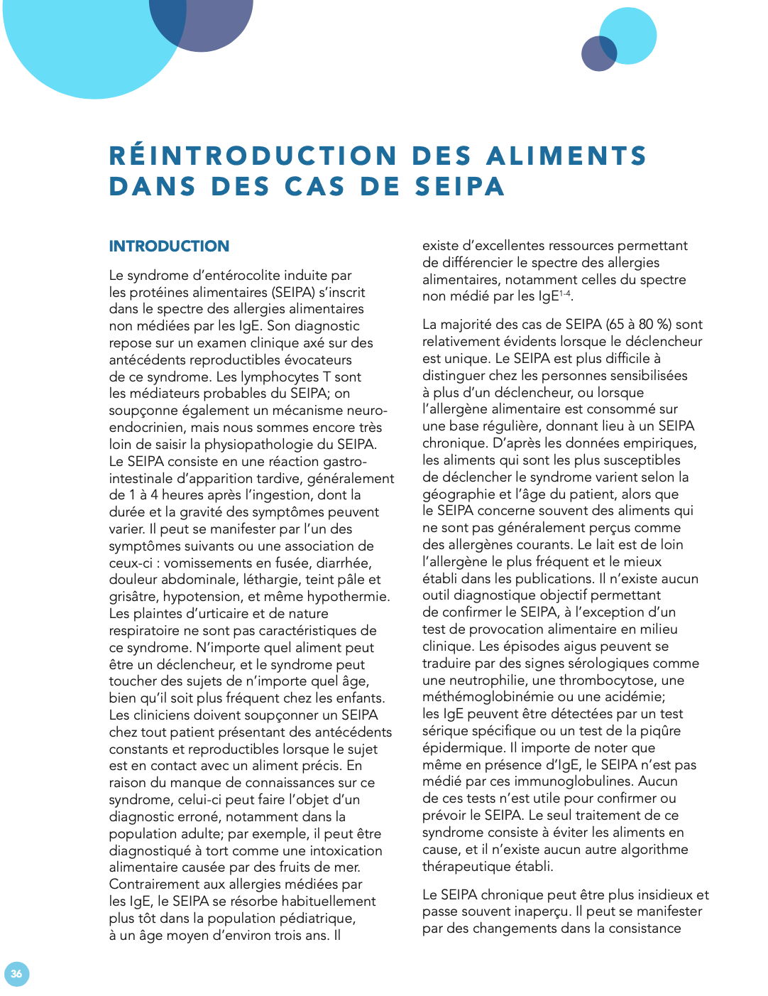 Réintroduction des aliments dans des cas de SEIPA