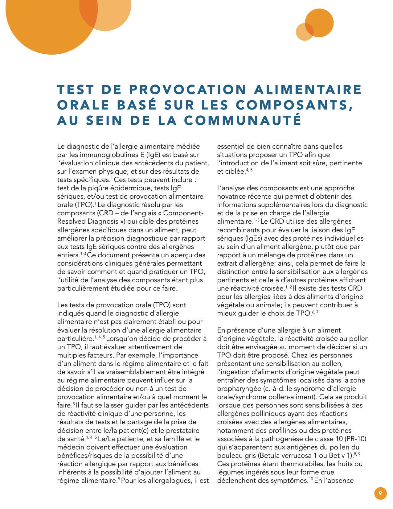 Test de provocation alimentaire orale basé sur les composants, au sein de la communauté