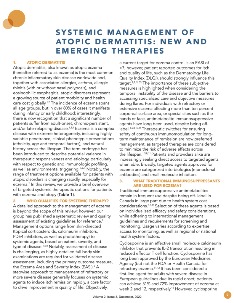 Systemic Management of Atopic Dermatitis: New and Emerging Therapies