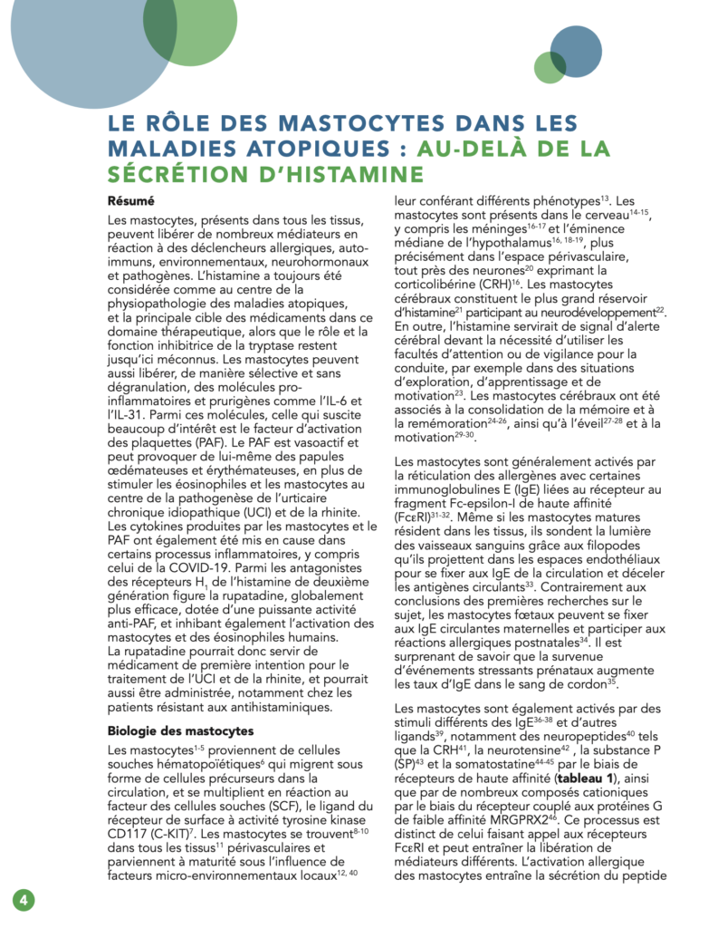 Le rôle des mastocytes dans les maladies atopiques : au-delà de la sécrétion d’histamine