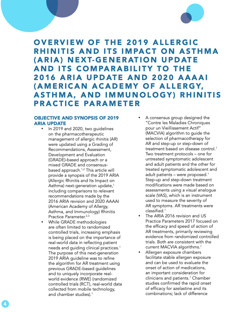  Overview of the 2019 Allergic Rhinitis and its Impact on Asthma (ARIA) Next-Generation Update